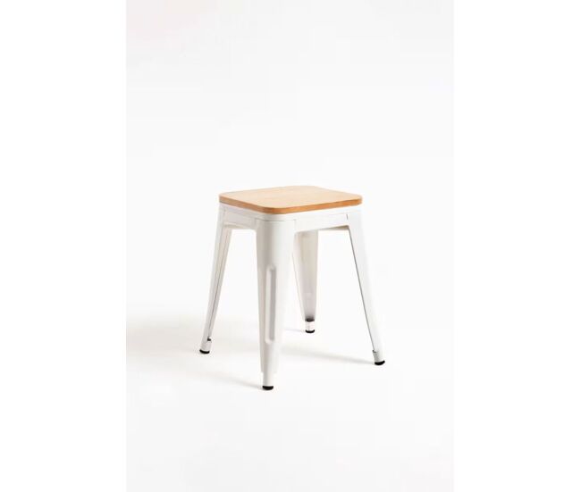 Taburete torix pequeño madera natural - blanco