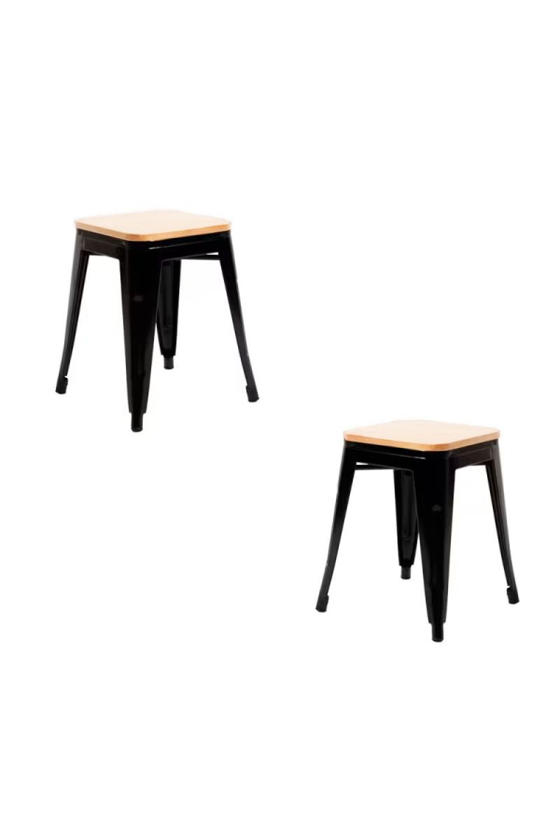 Pack 2 taburetes torix pequeños madera natural - negro