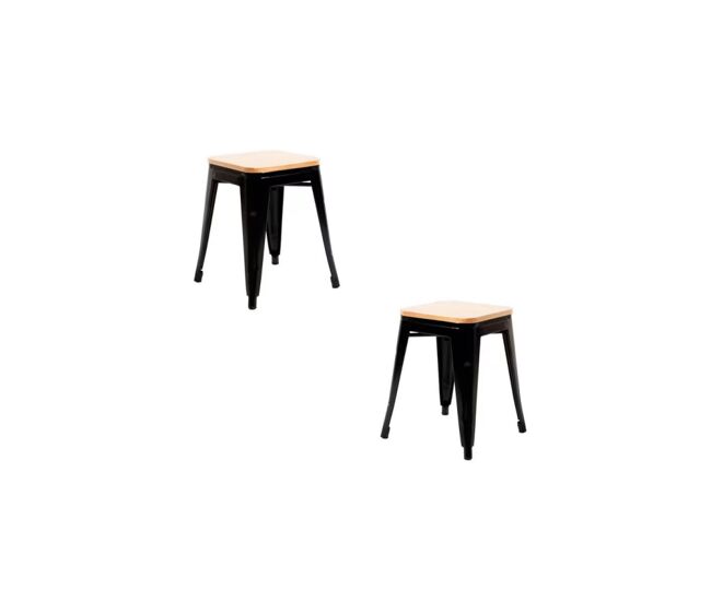 Pack 2 taburetes torix pequeños madera natural - negro