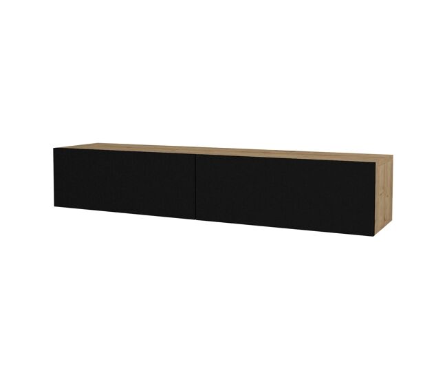 Mueble de TV con estantes 135 x 31 x 25 cm efecto roble y negro 03_0007867