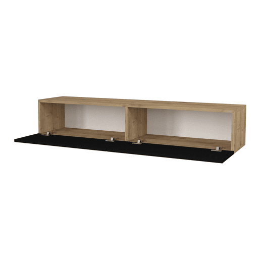 Móvel de TV com prateleiras 135 x 31 x 25 cm carvalho e efeito preto 03_0007867
