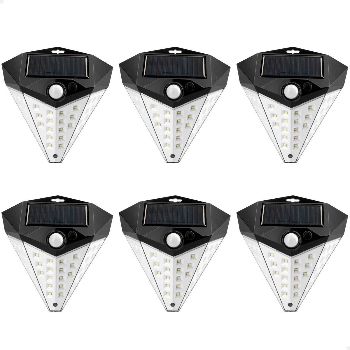Aktive pack 6 apliques led solares con sensor de movimiento, 80 lúmenes y 3 intensidades