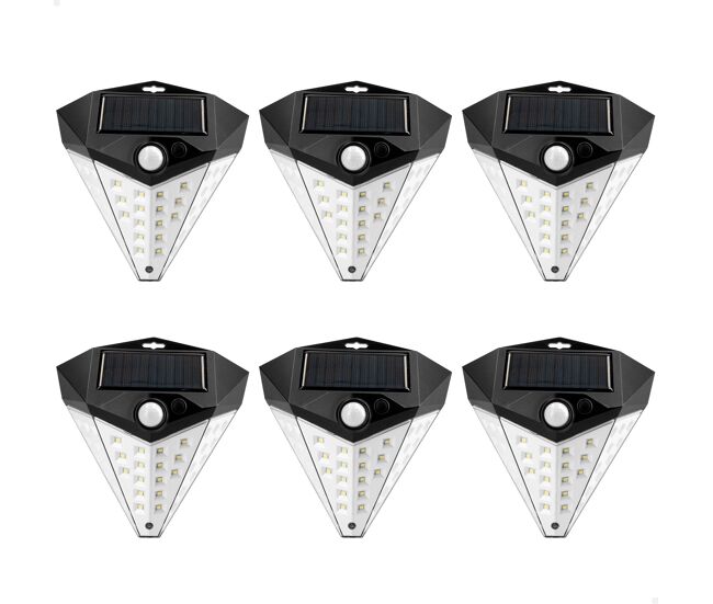 Aktive pack 6 apliques led solares con sensor de movimiento, 80 lúmenes y 3 intensidades