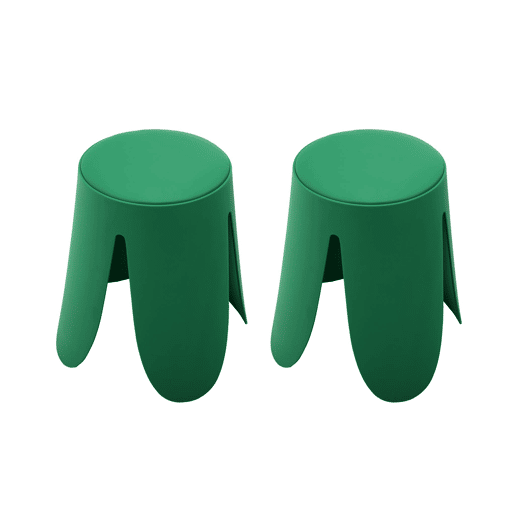 Banco empilhável de couro sintético, set de 2, Niki, Verde, 44x44x46 cm