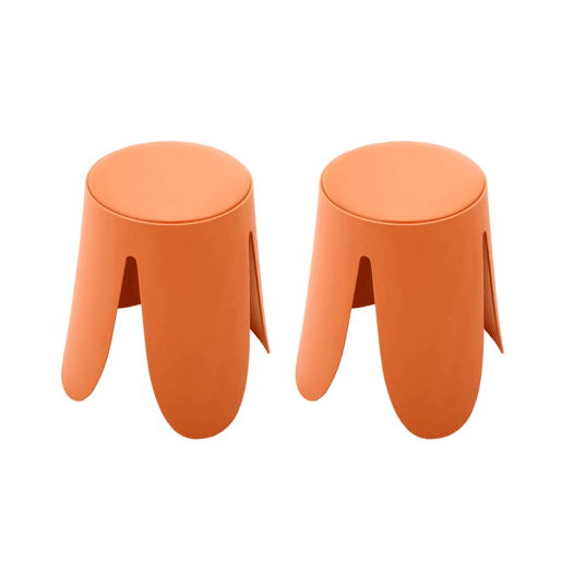 Banco empilhável de couro sintético, set de 2, Niki, Laranja, 44x44x46 cm