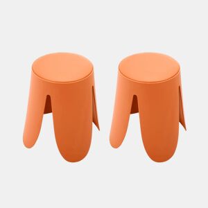 Banco empilhável de couro sintético, set de 2, Niki, Laranja, 44x44x46 cm