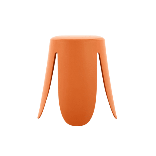 Banco empilhável de couro sintético, set de 2, Niki, Laranja, 44x44x46 cm
