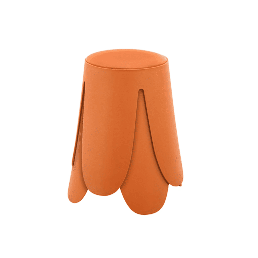 Banco empilhável de couro sintético, set de 2, Niki, Laranja, 44x44x46 cm