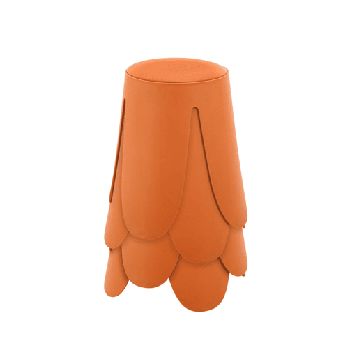 Bancos empilháveis de polipiel, set de 4, Niki, Laranja, 44x44x46 cm