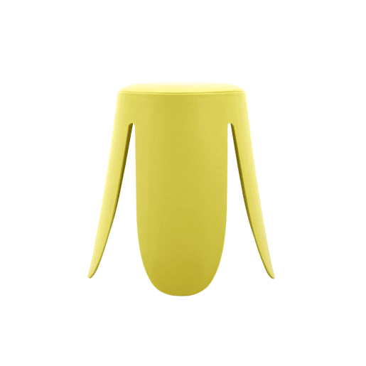 Banco empilhável de couro sintético, set de 2, Niki, Amarelo, 44x44x46 cm