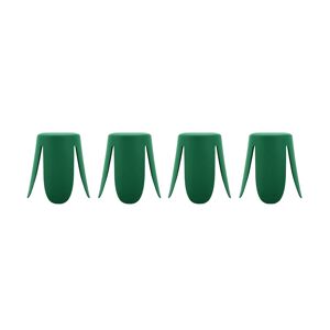 Bancos empilháveis de polipiel, set de 4, Niki, Verde, 44x44x46 cm