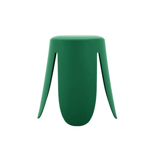 Bancos empilháveis de polipiel, set de 4, Niki, Verde, 44x44x46 cm