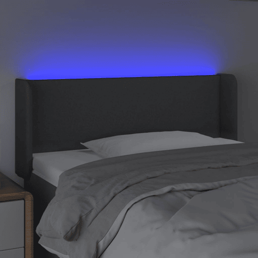 vidaXL Cabeceira cama c luzes LED tecido 83x16x7888cm cinza-escuro