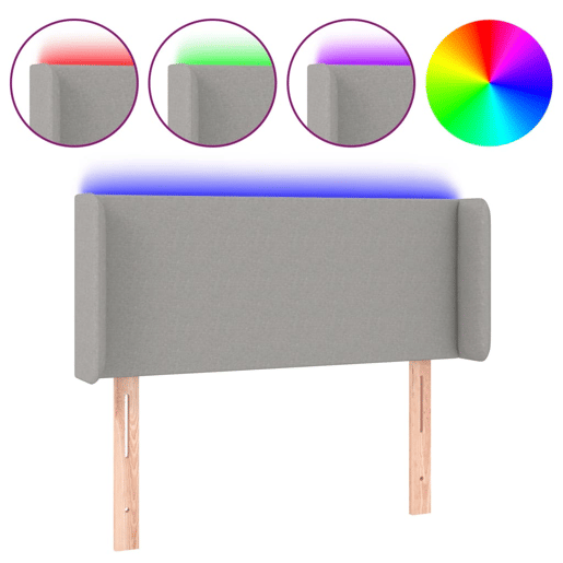 vidaXL Cabeceira de cama c luzes LED tecido 93x16x7888cm cinza-claro vidaXL Cabeceira de cama c luzes LED tecido 93x16x7888cm cinza-claro