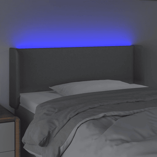 vidaXL Cabeceira de cama c luzes LED tecido 93x16x7888cm cinza-claro vidaXL Cabeceira de cama c luzes LED tecido 93x16x7888cm cinza-claro