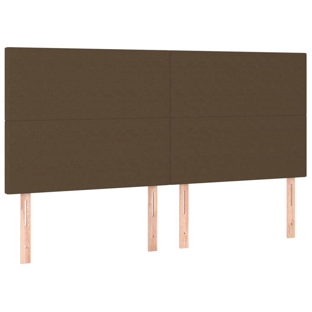 Vidaxl cabecero de cama marrón oscuro 200x5x118/128 cm tela