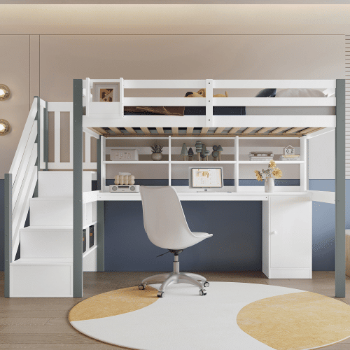 Cama alta para crianças,cama de solteiro de madeira de pinho e mdf 90x200cm,branco