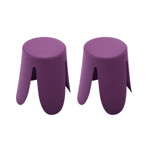 Banco empilhável de couro sintético, set de 2, Niki, Roxo, 44x44x46 cm