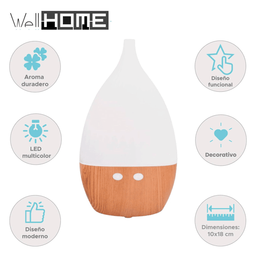 Umidificador Well Home com fragrância de lavanda e jasmim