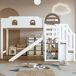 Cama alta infantil de madera de pino y mdf Cama alta infantil de madera de pino y mdf Blanco