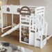 Cama alta infantil de madera de pino y mdf Cama alta infantil de madera de pino y mdf Blanco