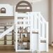 Cama alta infantil de madera de pino y mdf Cama alta infantil de madera de pino y mdf Blanco