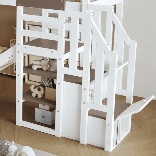 Cama alta para crianças,cama de solteiro de madeira de pinho e mdf 90x200cm,branco