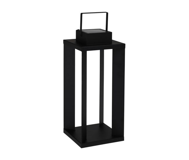 Well home linterna solar de metal en negro con 25 luces led blanco cálido 22x22x51,5cm