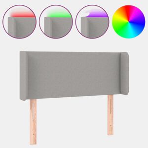 vidaXL Cabeceira cama c luzes LED tecido 103x16x7888 cm cinza-claro