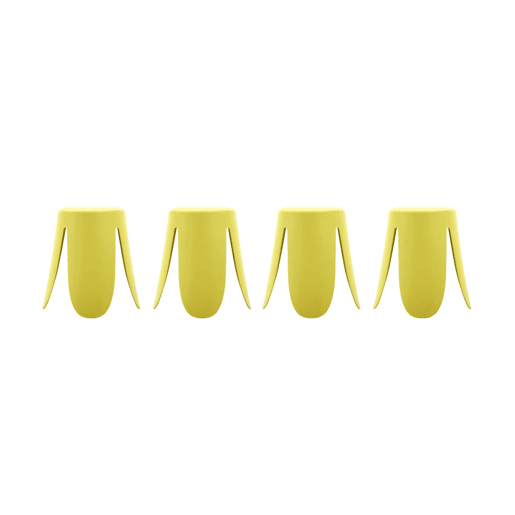 Bancos empilháveis de polipiel, set de 4, Niki, Amarelo, 44x44x46 cm
