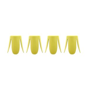 Bancos empilháveis de polipiel, set de 4, Niki, Amarelo, 44x44x46 cm
