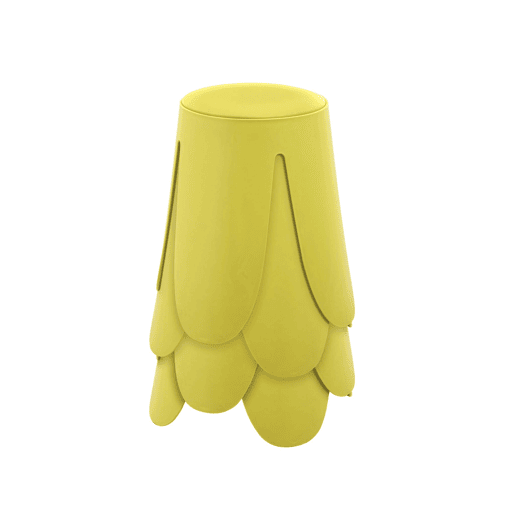Bancos empilháveis de polipiel, set de 4, Niki, Amarelo, 44x44x46 cm