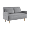 Sofá-cama em veludo canelado com pernas de madeira de 2 lugares, Panam veludo canelado grosso, Cinza Claro, 131x75x81 cm