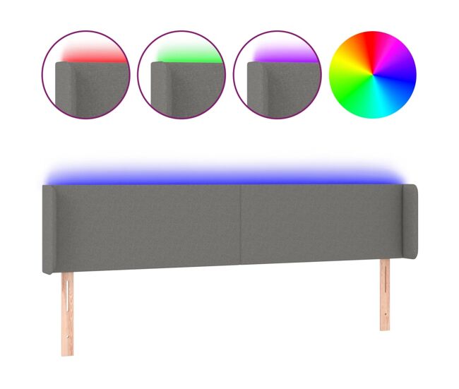Vidaxl cabecero con led de tela gris oscuro 163x16x78/88 cm