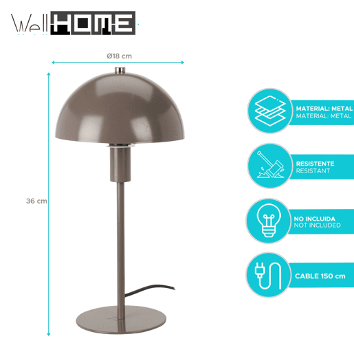Well Home Candeeiro de mesa estilo cogumelo Well Home Candeeiro de mesa estilo cogumelo