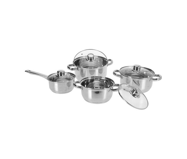 Well home batería de cocina de 8pcs en acero inoxidable con fondo encapsulado