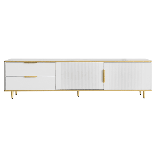 Móvel de TV 175cm de painel de partículas com 2 portas e 2 gavetas,branco