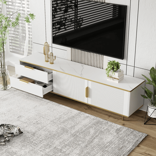 Móvel de TV 175cm de painel de partículas com 2 portas e 2 gavetas,branco