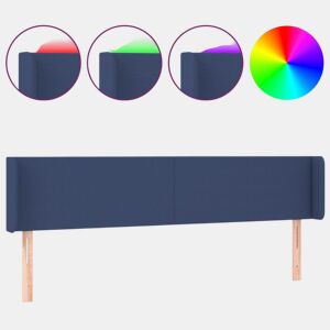 vidaXL Cabeceira de cama c luzes LED tecido 203x16x7888 cm azul