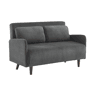 Sofá-cama em veludo canelado com pernas de madeira de 2 lugares, Panam veludo canelado grosso, Cinza escuro, 131x75x81 cm