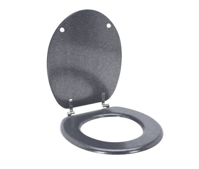 Well home asiento de inodoro mdf con tapa y bisagras de acero inoxidable color plata 37,5x5,5x45cm