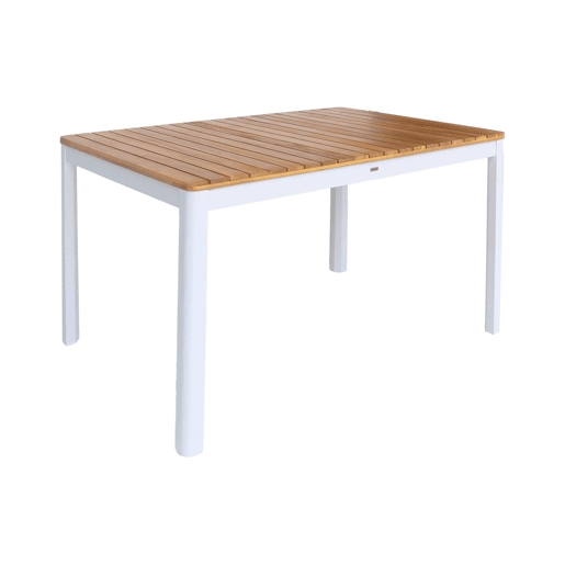 Mesa de jardim de acácia com cantos arredondados, 6 lugares, Senora 120cm, Branco, 120x80x75 cm