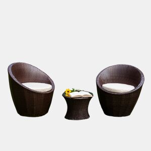 Conjunto de mobiliário de jardim de 2 lugares Los Angeles Castanho escuro
