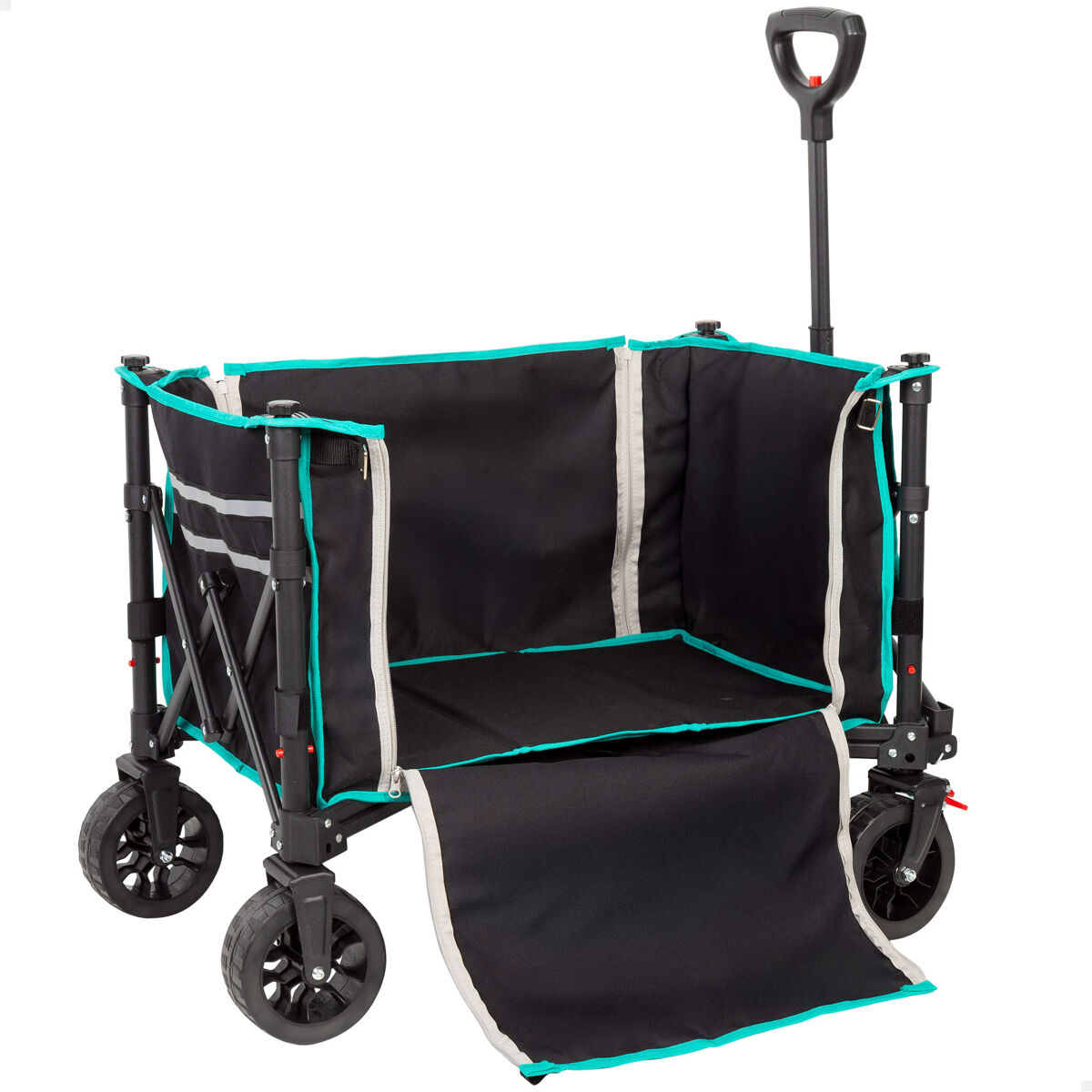 Aktive carro plegable playa negro con ruedas todoterreno