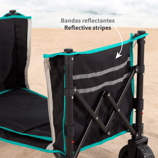Aktive Carrinho de praia dobrável preto com rodas todo-terreno