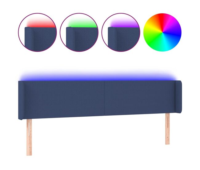 Vidaxl cabecero con led de tela azul 183x16x78/88 cm
