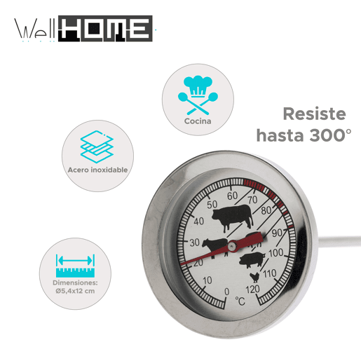 Termômetro de carne Well Home resistente até 300 graus Termômetro de carne Well Home resistente até 300 graus