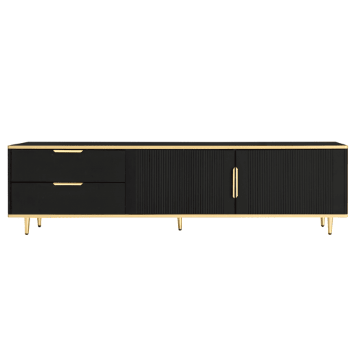 Móvel de TV 175cm de painel de partículas com 2 portas e 2 gavetas,preto