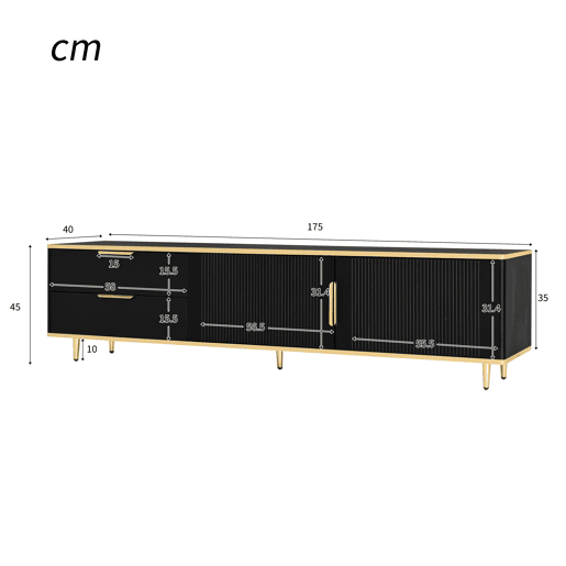 Móvel de TV 175cm de painel de partículas com 2 portas e 2 gavetas,preto