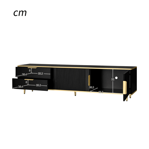 Móvel de TV 175cm de painel de partículas com 2 portas e 2 gavetas,preto
